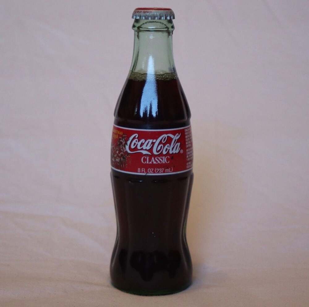 1998 Coca-Cola Classic 8 oz Christmas Santa with Reindeer Collectible Bottle